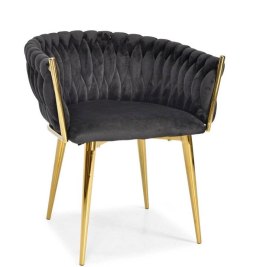 Krzesło Welurowe GLAMOUR - Złote Nogi Nowoczesny Czarny