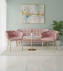 Krzesło Welurowe Różowe GLAMOUR - Złote Nogi Pleciony Nowoczesny