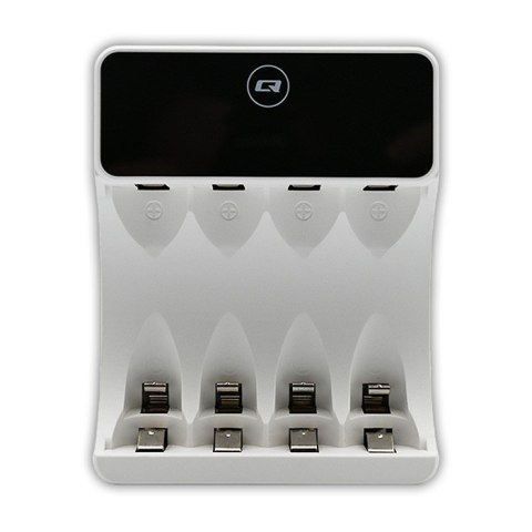 Ładowarka do akumulatorków Ni-MH typu R03 AAA R6 AA | LCD | kabelUSB-C | Biała
