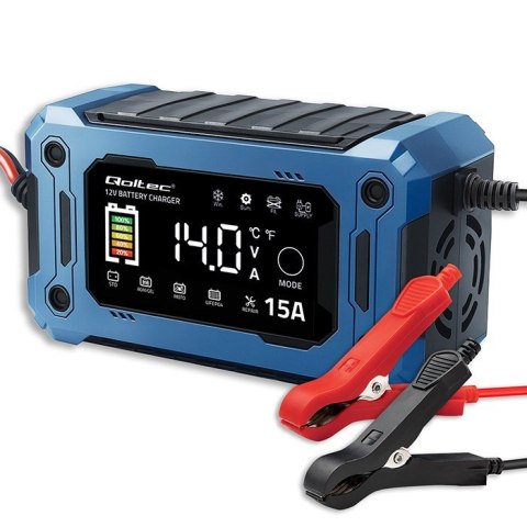 Mikroprocesorowa ładowarka 12V 15A | Prostownik z funkcją naprawy i podtrzymania zasilania podczas wymiany akumulatora | do AGM 