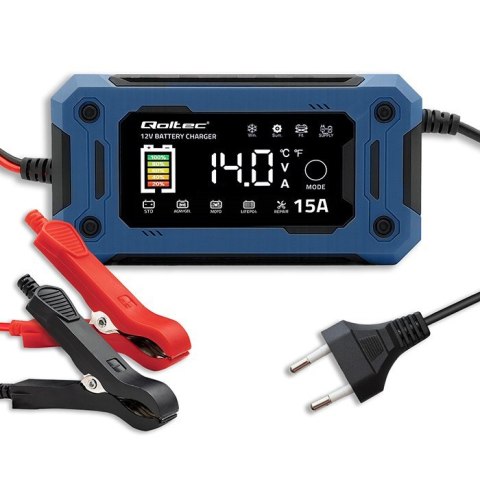 Mikroprocesorowa ładowarka 12V 15A | Prostownik z funkcją naprawy i podtrzymania zasilania podczas wymiany akumulatora | do AGM 