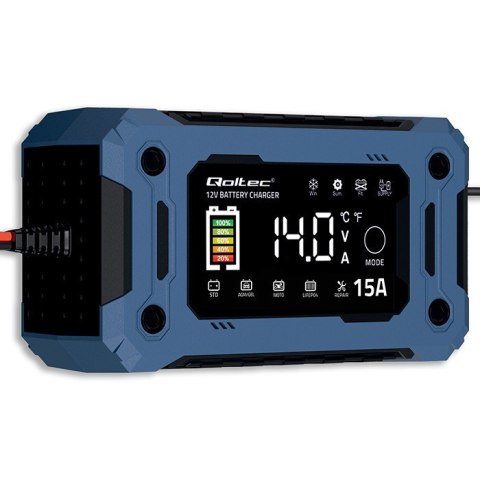 Mikroprocesorowa ładowarka 12V 15A | Prostownik z funkcją naprawy i podtrzymania zasilania podczas wymiany akumulatora | do AGM 