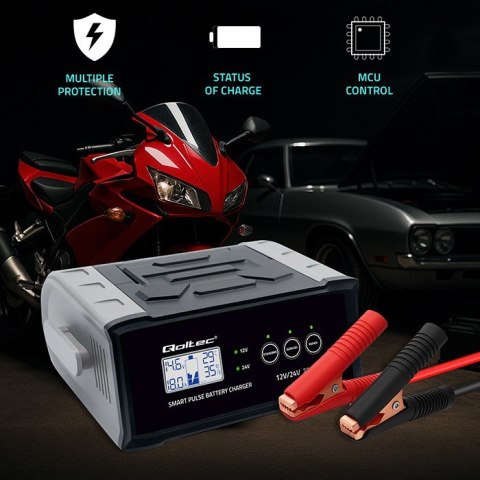 Mikroprocesorowa ładowarka 12V 24V 25A | Prostownik z funkcją naprawy do akumulatora AGM GEL SLA | LCD