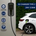 Mobilna ładowarka do samochodu elektrycznego EV z regulacją 2w1 Typ2 | 3.5kW | 230V | LCD | Przenośna |4m