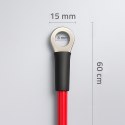 Przewód akumulatorowy z końcówkami konektorowymi M8 | Kabel z oczkiem 8mm | 60cm | Czerwony