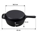 RONDEL ŻELIWNY Z PATETLNIĄ 3w1 HAGE RONDEL PATELNIA BRYTFANNA