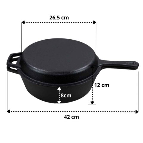 RONDEL ŻELIWNY Z PATETLNIĄ 3w1 HAGE RONDEL PATELNIA BRYTFANNA