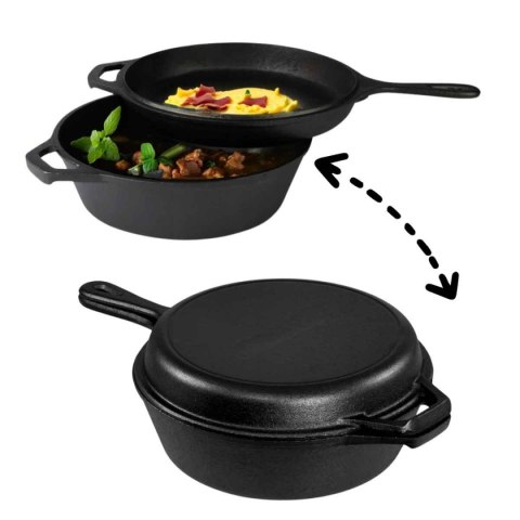 RONDEL ŻELIWNY Z PATETLNIĄ 3w1 HAGE RONDEL PATELNIA BRYTFANNA