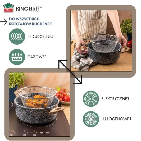 GARNEK MARMUROWY Z KOSZEM DO SMAŻENIA KINGHOFF KH-1985 4L