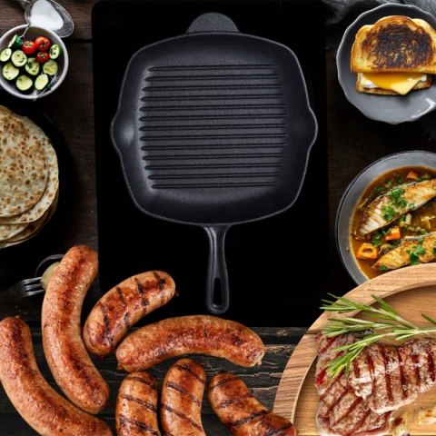 PATELNIA ŻELIWNA GRILLOWA HAGE 26 x 26cm INDUKCJA