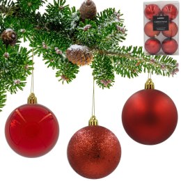 BOMBKA DEKORACYJNA PLASTIKOWA BEZPIECZNA 6SZT 80MM CZERWONY