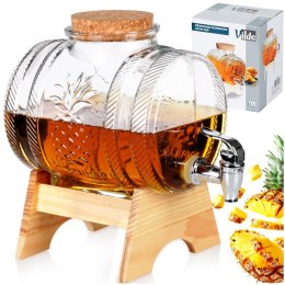 SŁÓJ SŁOIK DO NAPOJÓW Z KRANIKIEM I STOJAKIEM 3L DYSTRYBUTOR NA NAPOJE BECZKA VILDE 139750