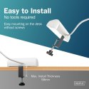 Listwa zasilająca biurkowa, 3 gniazda Schuko, 2x USB-A (2x 12W), 1x USB-C (30W) z zaciskiem na blat, kabel 1,5m, biała