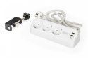 Listwa zasilająca biurkowa, 3 gniazda Schuko, 2x USB-A (2x 12W), 1x USB-C (30W) z zaciskiem na blat, kabel 1,5m, biała