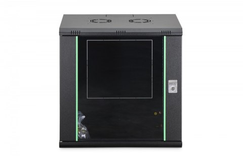 Szafa sieciowa wisząca Dynamic 19" 12U rack 607x600x450mm, drzwi szyba, czarna, niezłożona, 60kg
