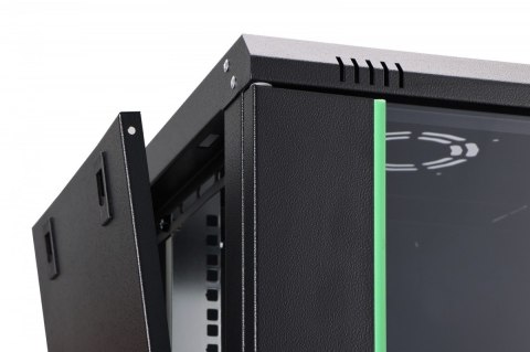 Szafa sieciowa wisząca Dynamic 19" 12U rack 607x600x450mm, drzwi szyba, czarna, niezłożona, 60kg