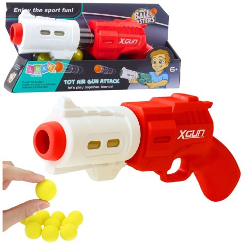 Pistolet Broń Na Miękkie Kulki Piankowe XGUN Czerwony 6 szt.