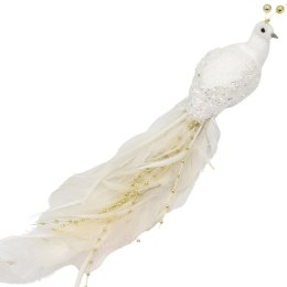 PTASZEK DEKORACYJNY NA KLIPSIE 38CM BIAŁO ZŁOTY