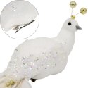 PTASZEK DEKORACYJNY NA KLIPSIE 38CM BIAŁO ZŁOTY