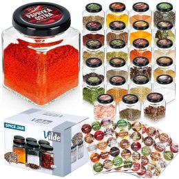 Pojemniki na przyprawy 24 szt 100ml pojemnik szklany + 90 etykiety VILDE 229193