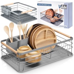 Suszarka do naczyń na naczynia stojąca na blat szara 42.5x32x14.5cm VILDE 229125
