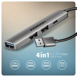 HUE-STA HUB 4-portowy 1x USB-A 5Gbps, 2x USB2.0 + 1x USB-C 2.0, 12cm kabel USB-A