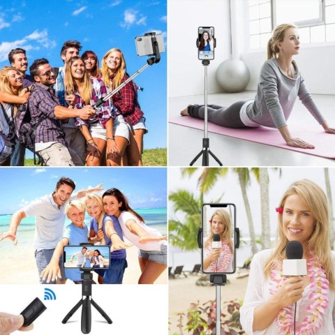 Selfie stick kijek statyw do zdjęć tripod Bluetooth do 72cm - czarny