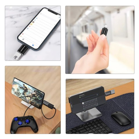 Adapter przejściówka iPhone Lightning - USB-A OTG - czarny