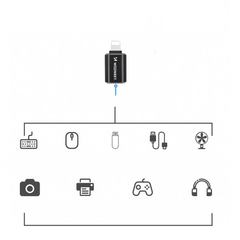 Adapter przejściówka iPhone Lightning - USB-A OTG - czarny
