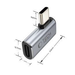 Adapter przejściówka kątowa USB-C - szary
