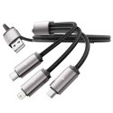 Kabel przewód 3w1 USB-A - Lightning / USB-C / micro USB 1m - szary