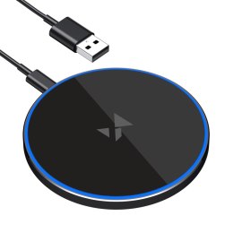 Ładowarka indukcyjna bezprzewodowa Qi z kablem USB-C 15W - czarny