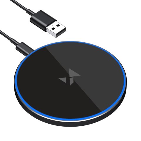 Ładowarka indukcyjna bezprzewodowa Qi z kablem USB-C 15W - czarny