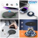 Ładowarka indukcyjna bezprzewodowa Qi z kablem USB-C 15W - czarny