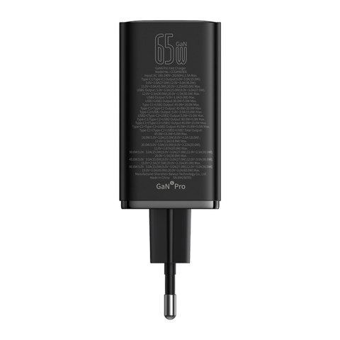 Ładowarka sieciowa GaN6 Pro 65W USB-C USB-A z kablem USB-C 100W 1m - czarna
