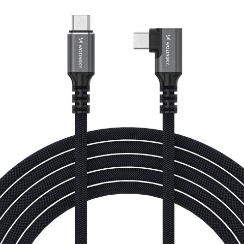 Kabel przewód kątowy USB-C Thunderbolt 4 240W 1.5m 4K - czarny