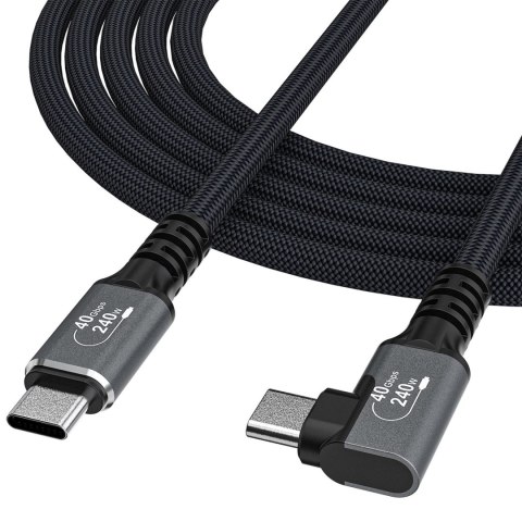 Kabel przewód kątowy USB-C Thunderbolt 4 240W 2m - czarny