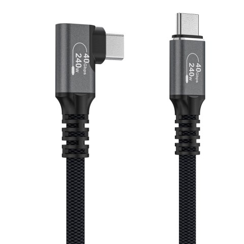 Kabel przewód kątowy USB-C Thunderbolt 4 240W 2m - czarny