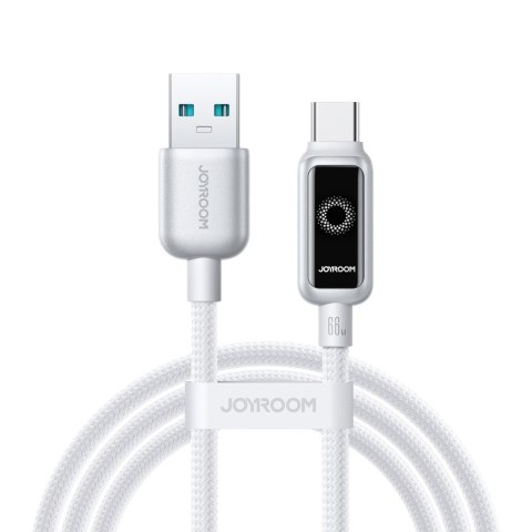 Kabel przewód w oplocie USB-A - USB-C 66W 1.2m - biały