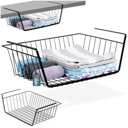 Koszyk podwieszany pod półkę metalowy czarny 40.5x26.5x14.5cm VILDE 229190