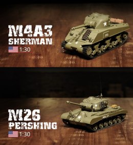 Czołgi zdalnie sterowane 1vs.1 dźwięk 1:30 U.S. M4A3 Sherman U.S. M26 Pershing RTR 2.4Ghz - Heng Long 3841-10