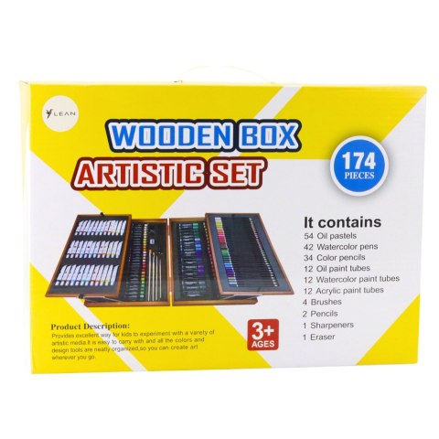 Profesjonalny Zestaw Artystyczny w Drewnianej Walizce 174 Elementy