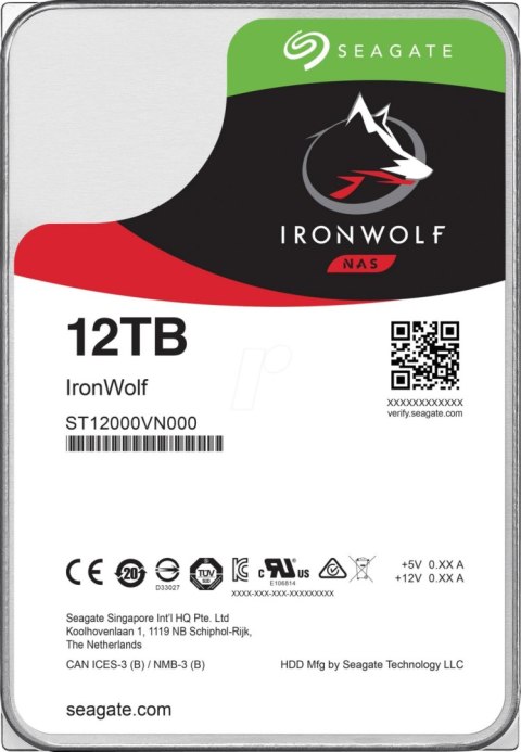 Dysk serwerowy HDD SEAGATE IronWolf ST12000VN0008 (12 TB /3.5" /7200RPM )