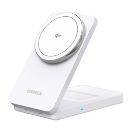 Ładowarka indukcyjna UGREEN W706 15W 2w1 (biała)