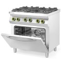 Kuchnia gazowa 4 palniki z elektrycznym piekarnikiem konwekcyjnym GN1/1 Kitchen Line - Hendi 225882