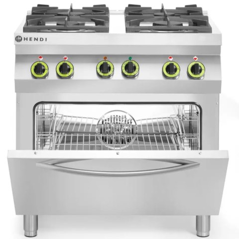 Kuchnia gazowa 4 palniki z elektrycznym piekarnikiem konwekcyjnym GN1/1 Kitchen Line - Hendi 225882