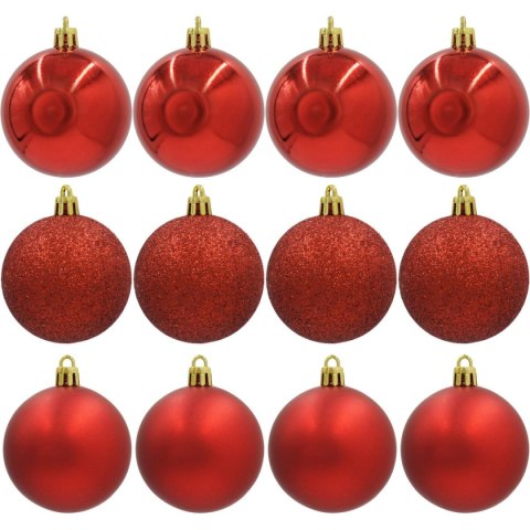 BOMBKA DEKORACYJNA PLASTIKOWA 12SZT 60MM CZERWONY