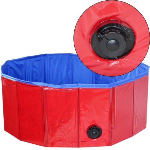 BASEN OGRODOWY SKŁADANY DLA PSA 80X30CM CZERWONY MAXPRO