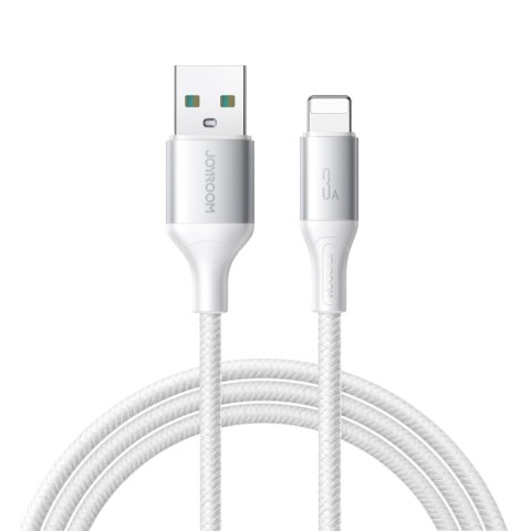 Kabel przewód S-A28 z oplotem USB-A - Lightning 3A 1m - biały