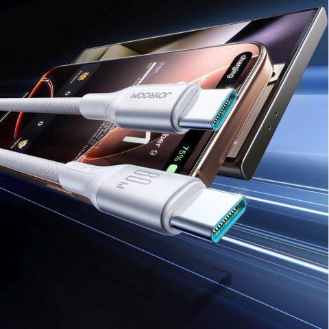 Kabel przewód S-A28 z oplotem USB-C 60W 2m - biały